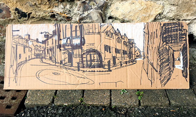 360 drawing on cardboard